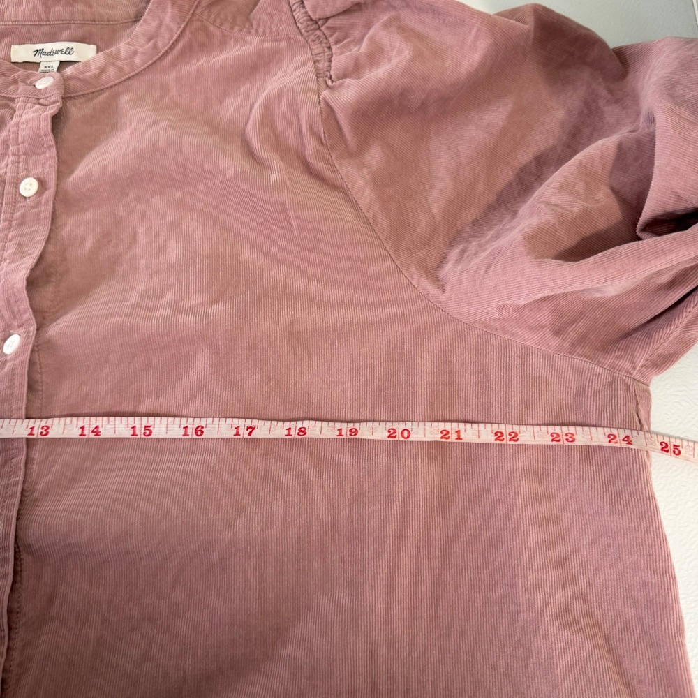 Madewell Corduroy Puff‎ Sleeve Midi Dress Size XXL Dusty Rose Pink Prairie - Picture 6 of 7